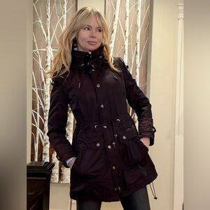 (SOLD) Stunning hooded plum coat by laundry